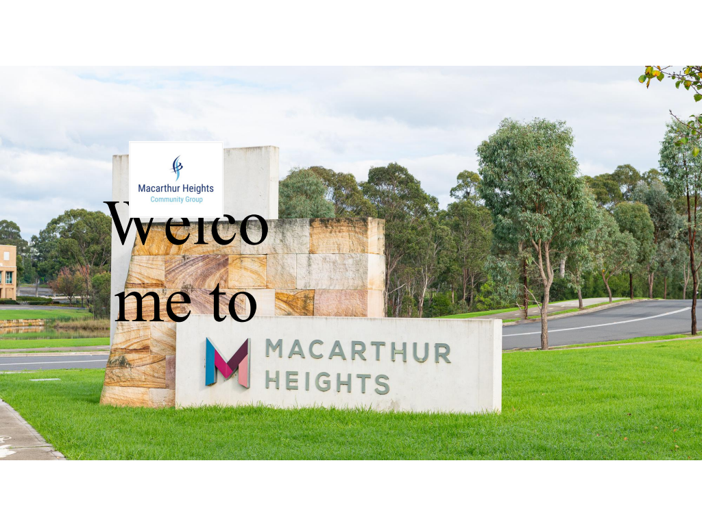 The Welcome to Macarthur Heights estate sign